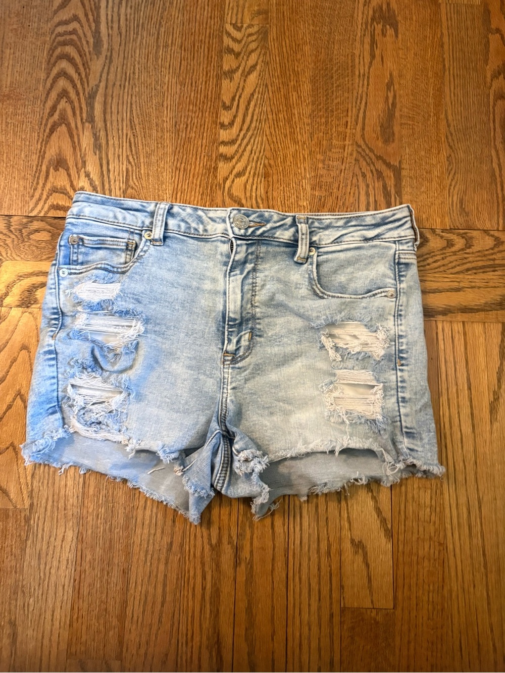 American Eagle Outfitters Light Wash Distressed Denim Shorts